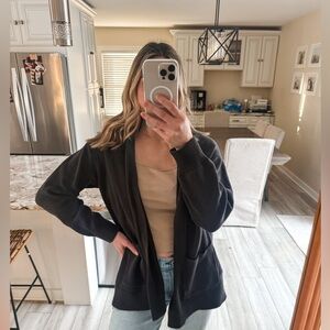 Everlane Black Cotton Open Front Cardigan Sweater Size Large